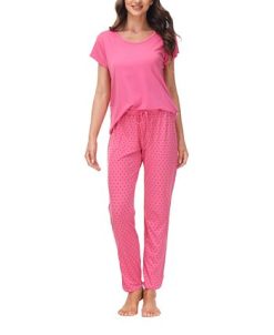 Echo Women's Short Sleeve T-Shirt With Printed Jogger Pants 2 Piece Pajama Set -B.TEMPT’D Shop 23870452 fpx