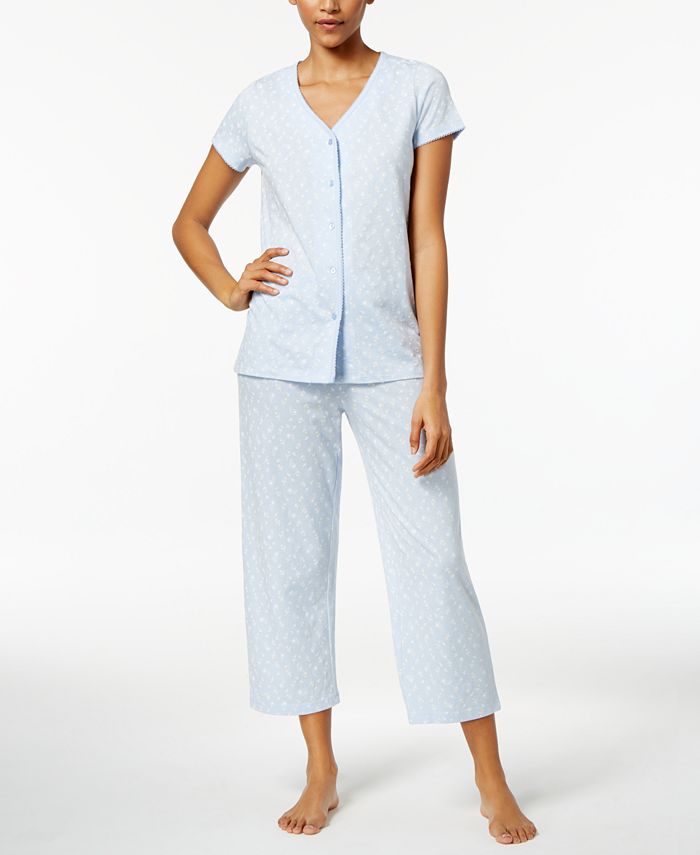 Short Sleeve Top And Cropped Pant Cotton Pajama Set, Created For Macy's Charter Club Short Sleeve Top And Cropped Pant Cotton Pajama Set, Created For Macy's -B.TEMPT’D Shop